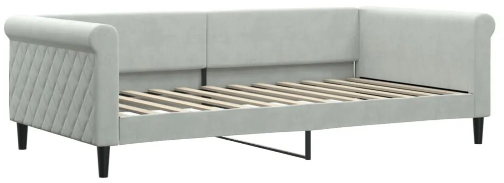 Sofá-cama c/ gavetão e colchões 100x200cm veludo cinzento-claro