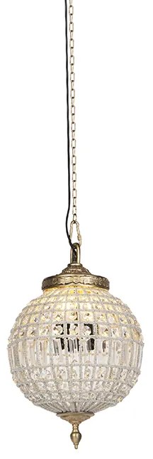 Candeeiro de suspensão Art Deco cristal com dourado 35 cm - Kasbah