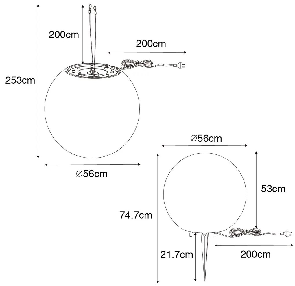 Candeeiro suspenso moderno para exterior branco 56 cm IP65 - Nura Moderno