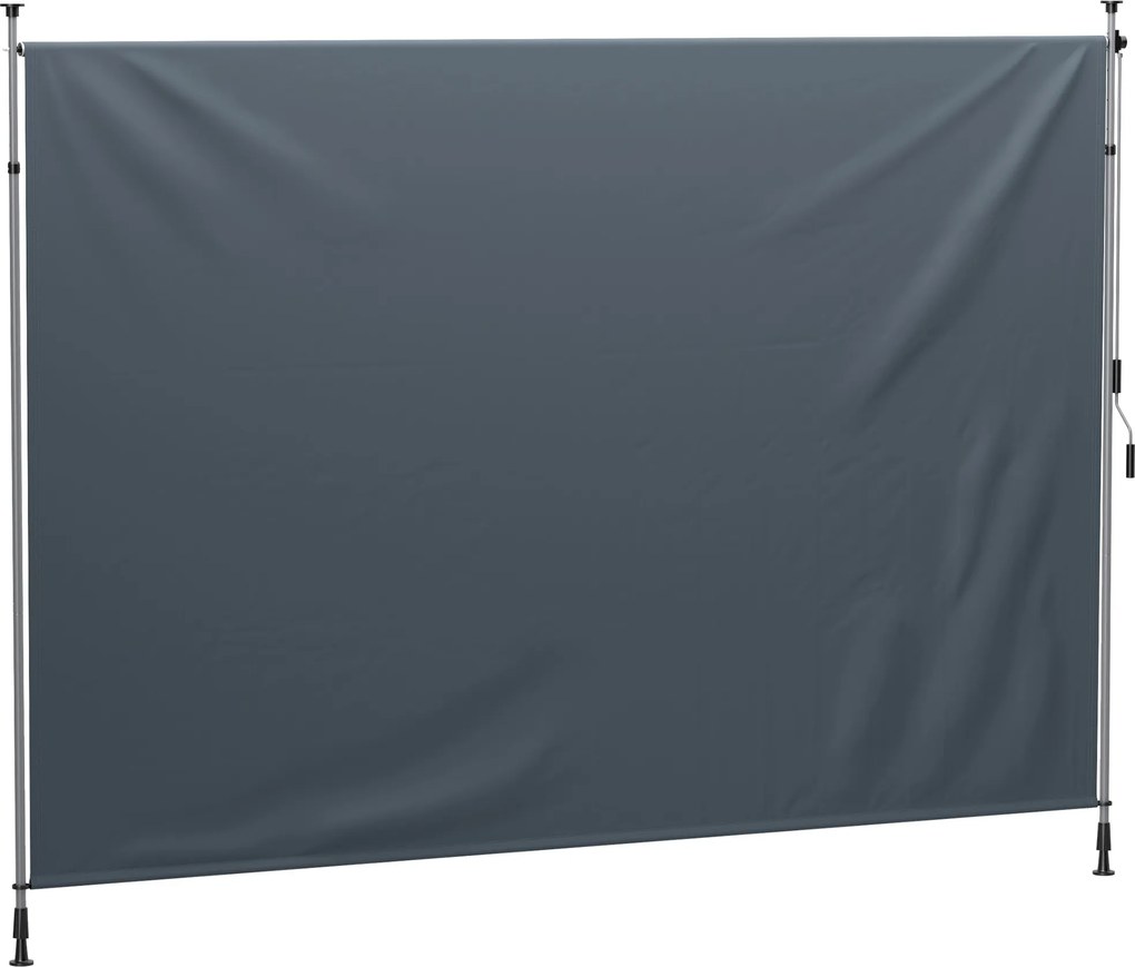 Outsunny Toldo de Fixação com Manivela regulável em altura Toldo articulado sem perfuração 350 cm de largura Cinza escuro | Aosom Portugal