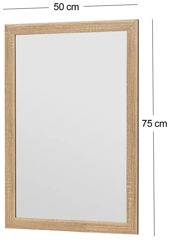 Espelho de Parede "Sesso" - 50 x 75 x 2 cm - Natural - Design Moderno