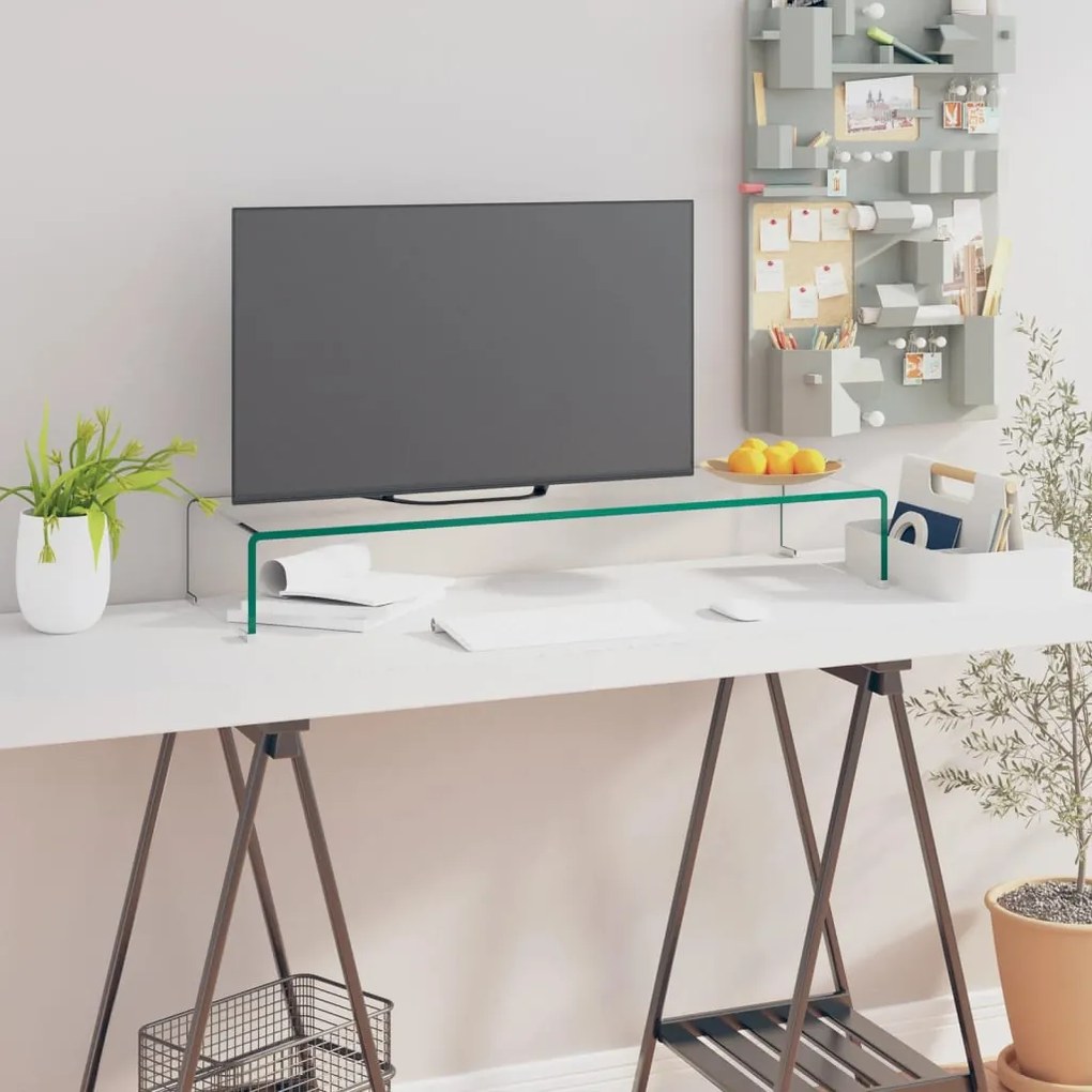 vidaXL Suporte de TV/monitores em vidro transparente 90x30x13 cm
