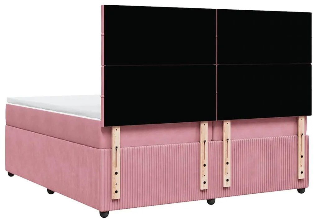 Cama com molas/colchão 200x200 cm veludo rosa
