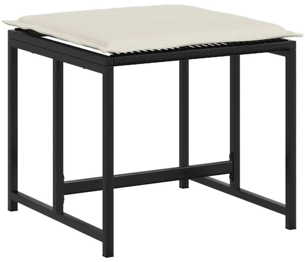 9 pcs conjunto de jantar p/ jardim c/ almofadões vime PE preto
