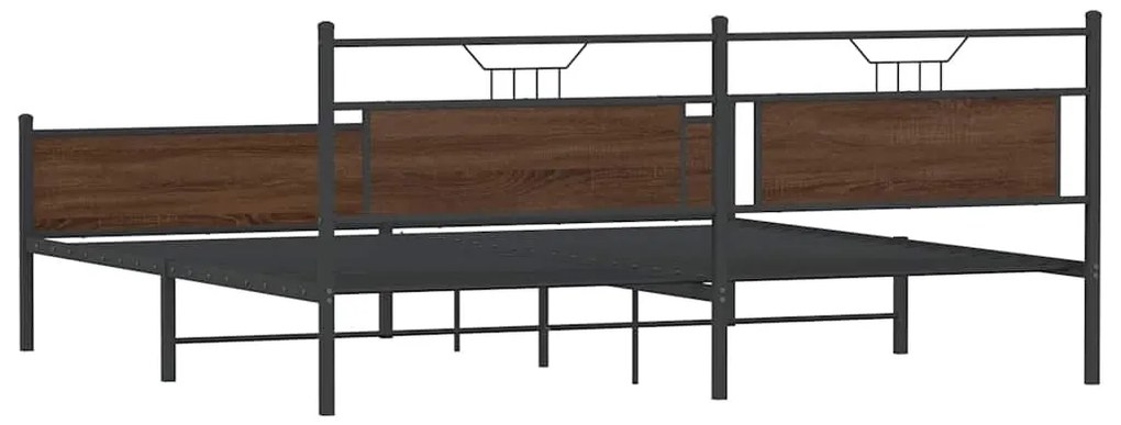 Estrutura cama sem colchão 200x200cm metal carvalho castanho