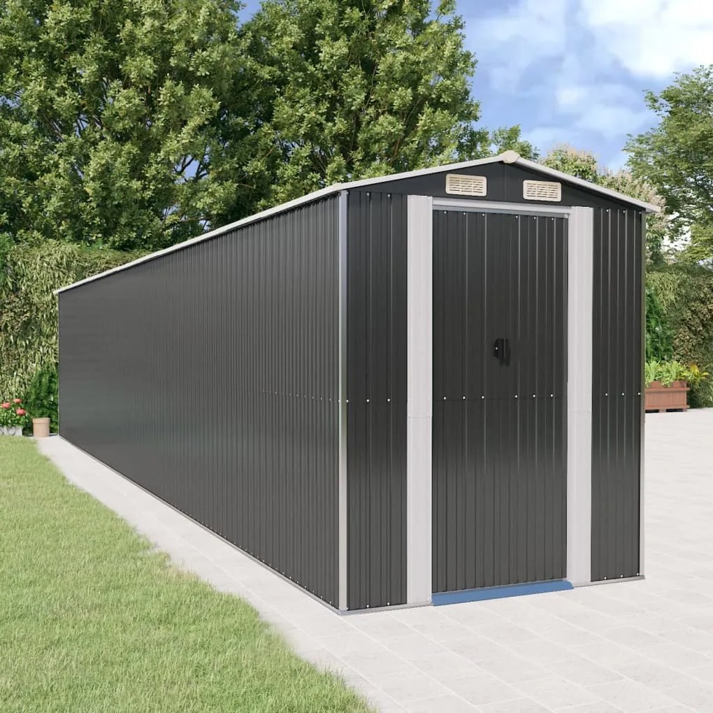 vidaXL Abrigo de jardim 192x1021x223 cm aço galvanizado antracite