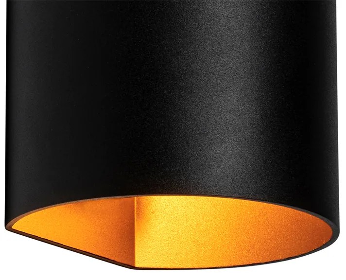 Candeeiro de parede moderno preto com latão - Sabbio