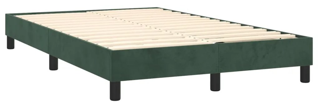 Cama boxspring com colchão 120x200 cm veludo verde-escuro