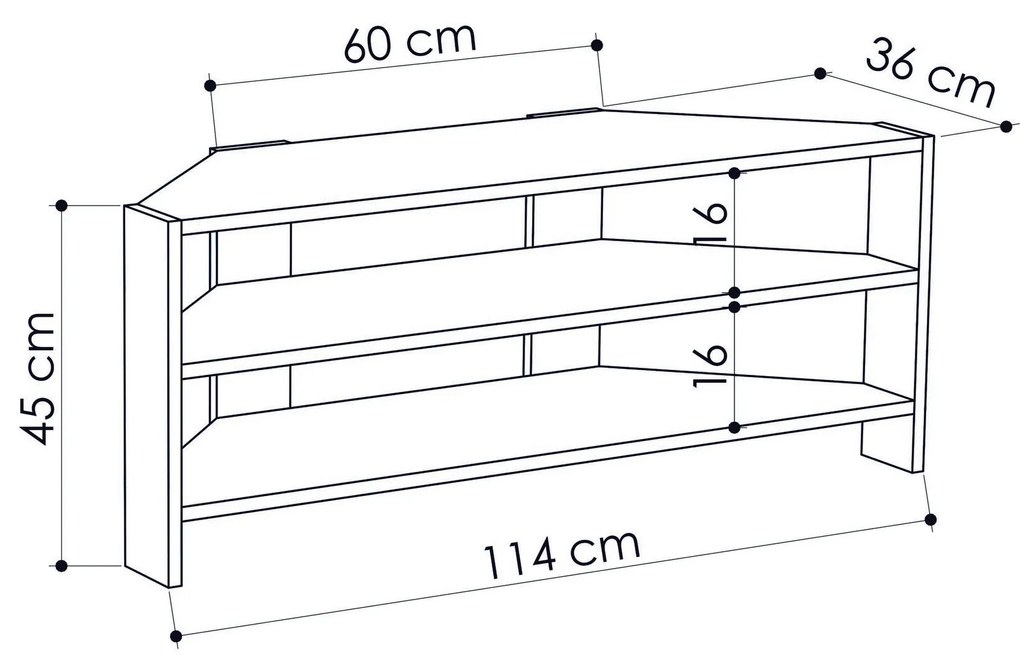 Móvel de TV ThalesCorner – Carvalho – 114 cm x 45 cm x 36 cm