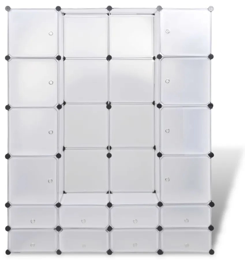 Armário plástico modular 18 gavetas 37x146x180,5cm branco