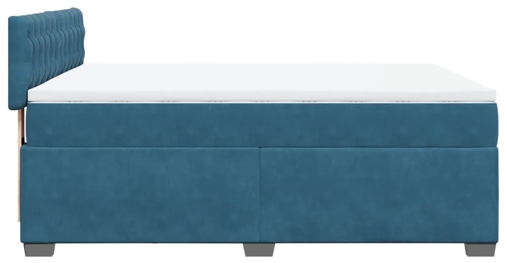 Cama com molas/colchão 160x200 cm veludo azul