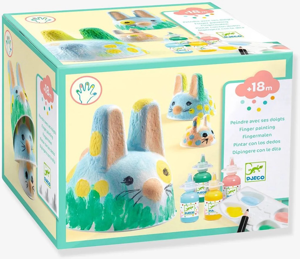 Pintura com os dedos trio de coelhinhos DJECO bege