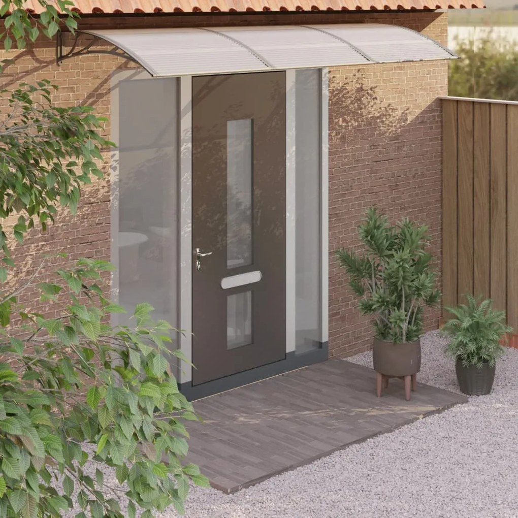 153572 vidaXL Toldo de porta cinzento 300x100 cm policarbonato