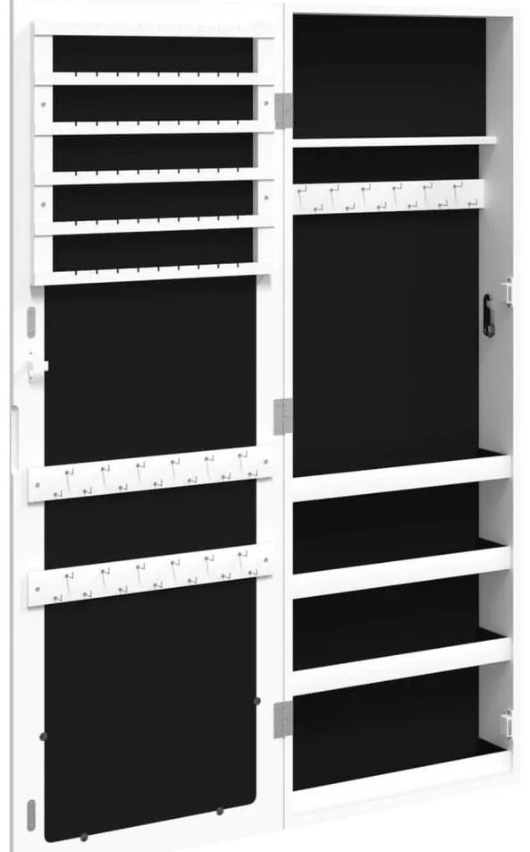 Móvel para joias de parede espelhado 37,5x10x106 cm branco