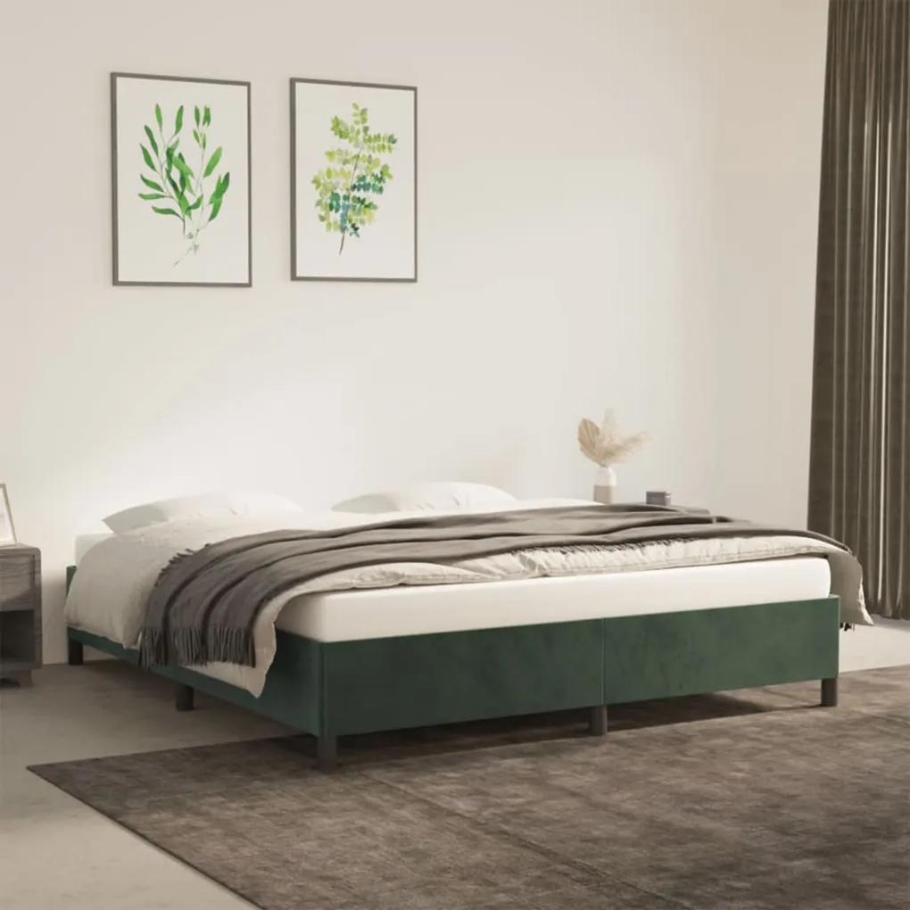 Estrutura de cama 160x200 cm veludo verde-escuro