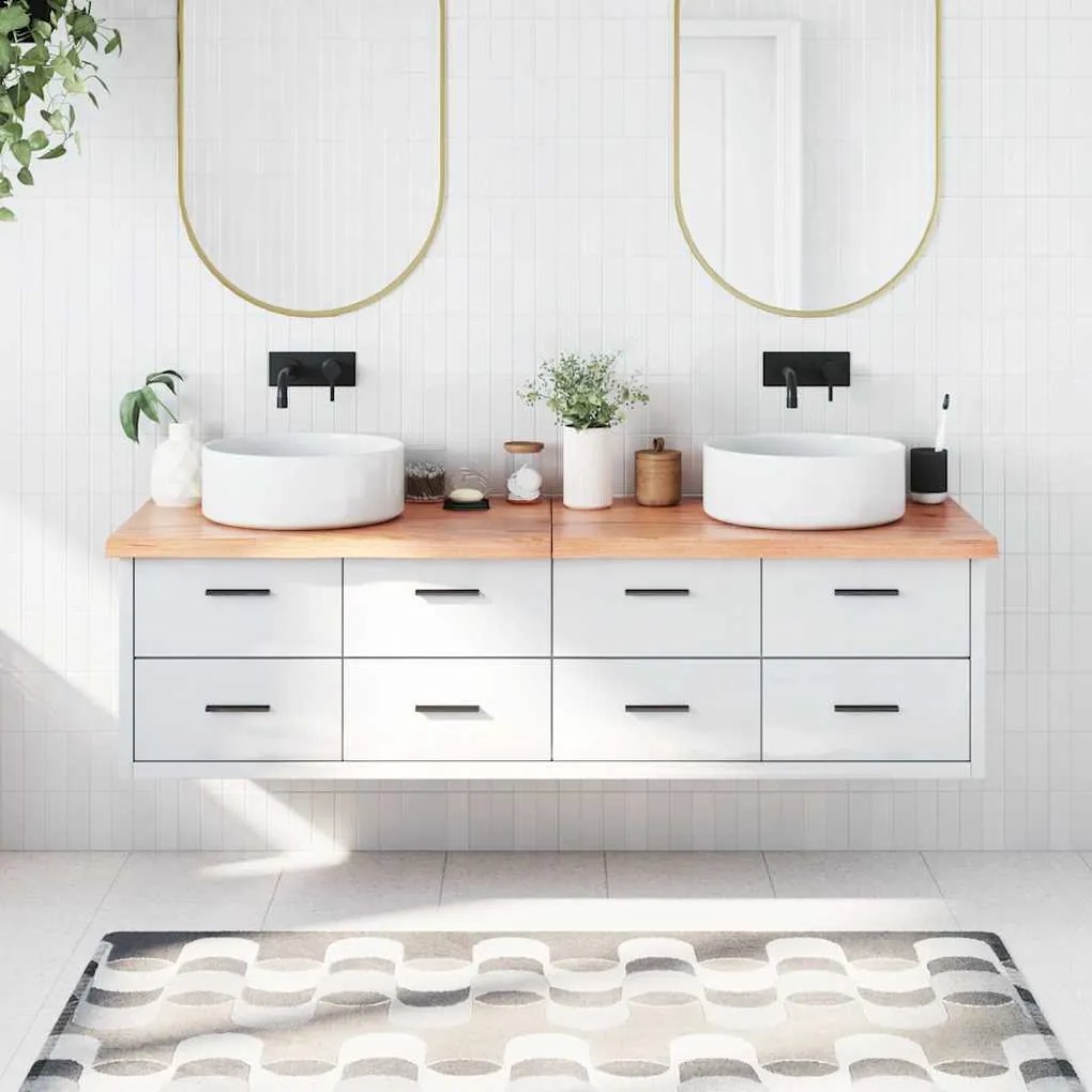 vidaXL Bancada p/ WC 180x40x(2-4) cm madeira maciça tratada castanho