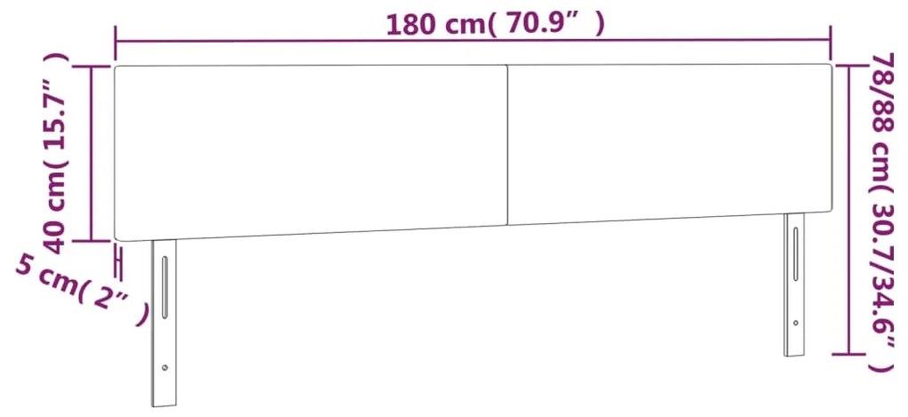 Cabeceira cama luzes LED tecido 180x5x78/88cm cinza-acastanhado