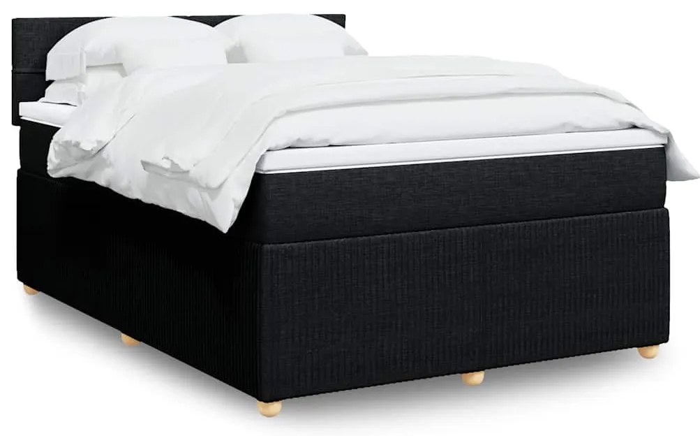 vidaXL Cama com molas/colchão 140x200 cm tecido preto