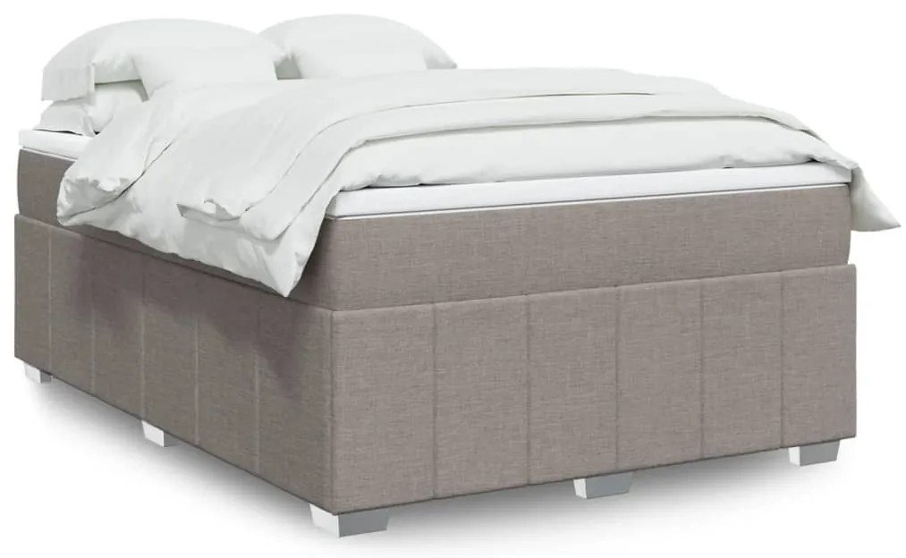 Cama com molas/colchão 140x190 cm tecido castanho-acinzentado