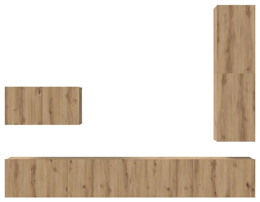 Conjunto de móvel de TV com gaveta com prateleira 4 pcs carvalho artis