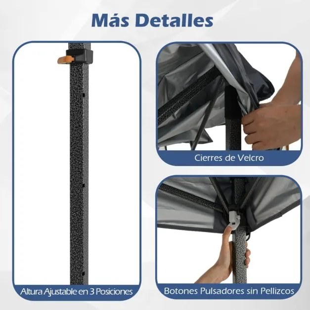 Tenda dobrável com bolsa de transporte e altura ajustável em 3 posições para jardim, festas, eventos 295 x 295 cm cinza