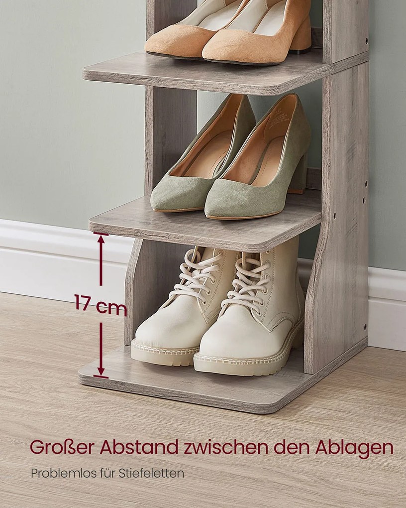 Sapateira estreita para sapatos com 7 níveis 30 x 26,4 x 110,4 cm em cinza mesclado