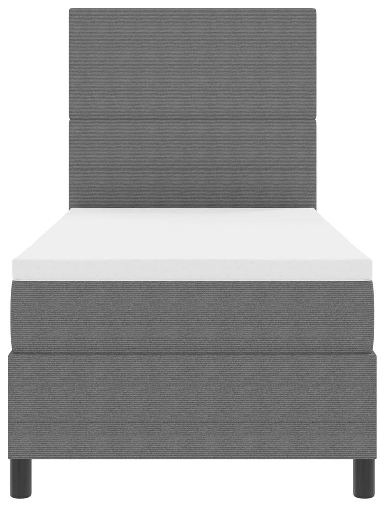 Cama Box Spring com Colchão Cinza Claro em Tecido de Corduroy para Sol