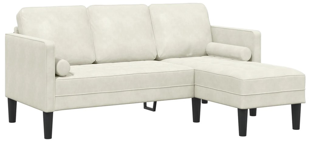 Sofá de Jardim vidaXL com Banco e Almofadas em L Veludo Creme
