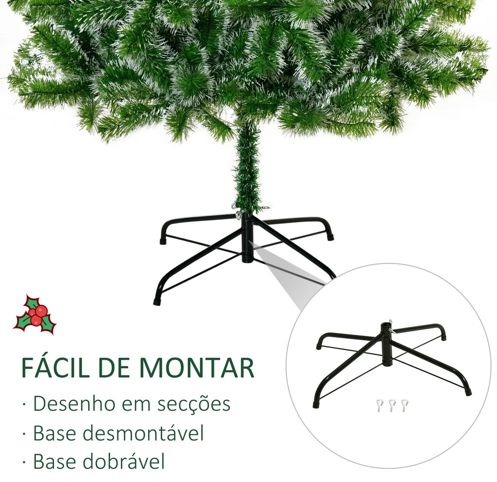 Árvore de Natal Artificial 210cm com 968 Ramos e Suporte de Metal Árvore de Natal para Decoração de Interior Sala de Estar Festas Ø100x210 cm Verde