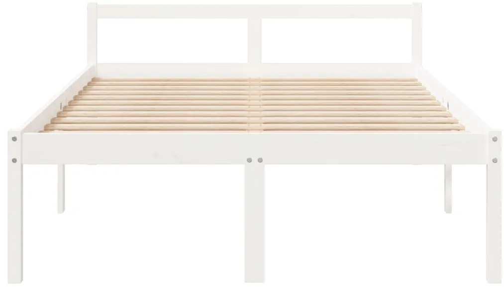 Cama de casal para idosos 135x190 cm pinho maciço branco