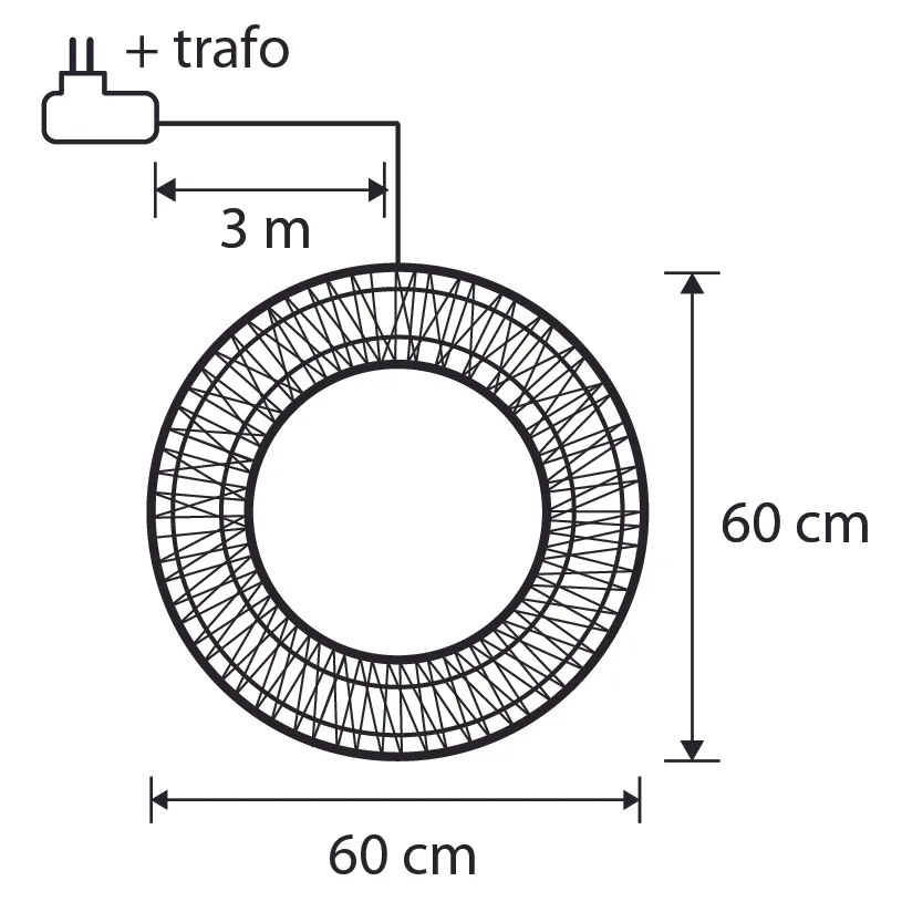 Luz pendente de Natal Coroa Prateada 60cm incl. LED IP44 - Nawa