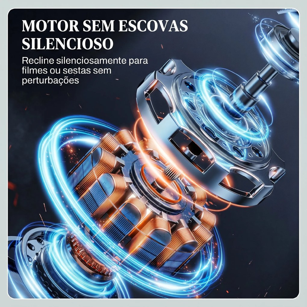 Poltrona Relax Elétrica Reclinável com Calor Lombar Massagem Vibratória Motor Silencioso Função Memória USB Cinza