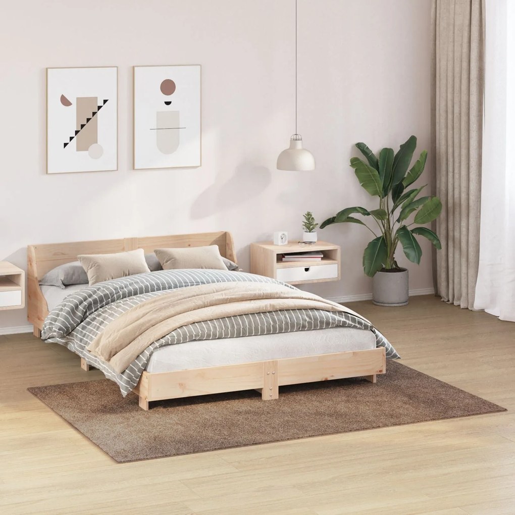 Tapete Shaggy vidaXL com base de látex Marrom 140x200 cm