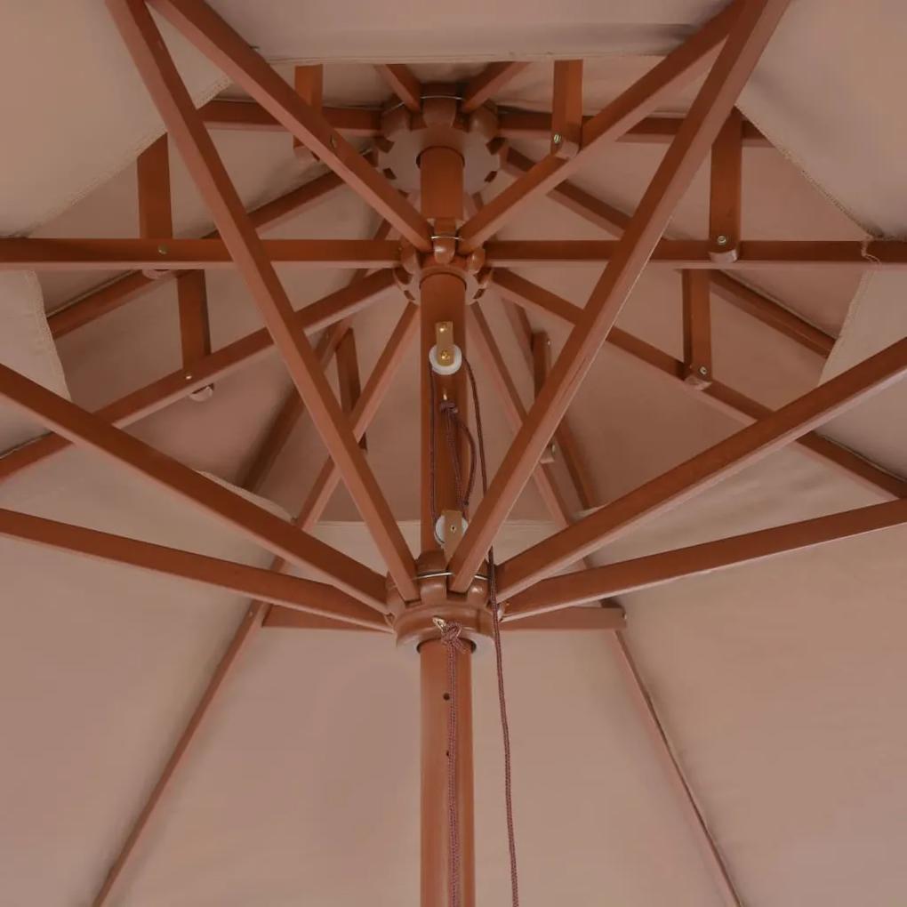 Guarda-sol c/ 2 coberturas mastro em madeira 270cm cinza-acast.