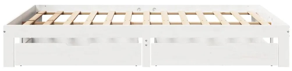 Estrutura de cama com gavetas 160x200 cm pinho maciço branco