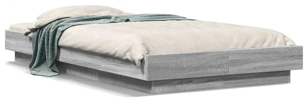 Estrutura cama 90x200 cm derivados de madeira cinzento sonoma