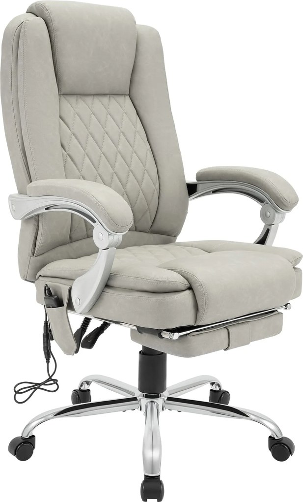 Cadeira de escritório Rubia com função de massagem, cinza