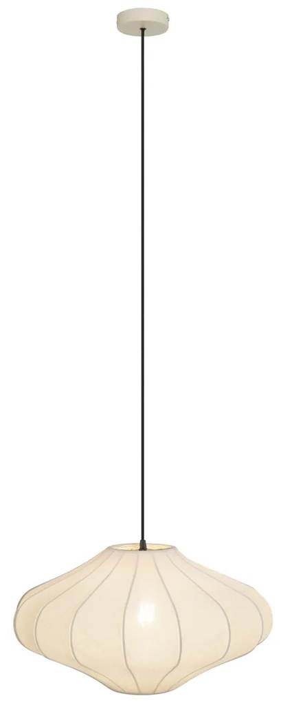 Candeeiro suspenso Japandi bege com abajur de tecido 50cm - Plu