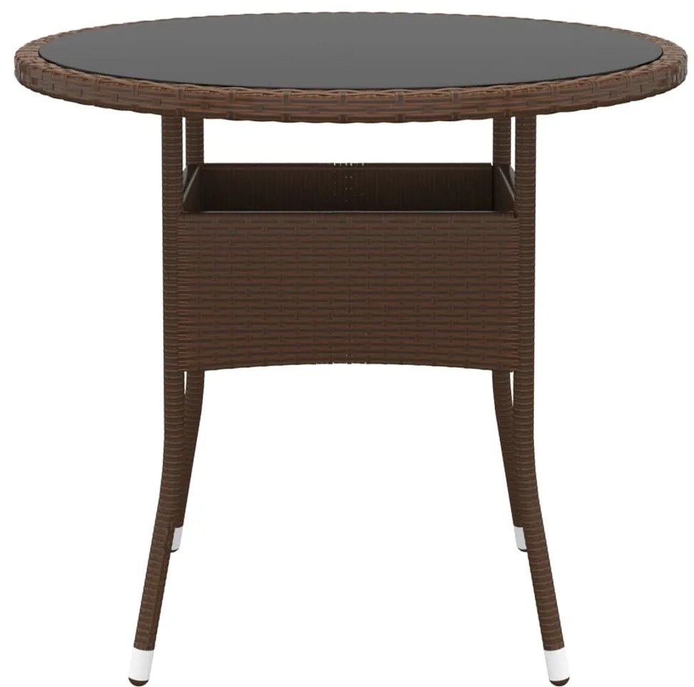 3 pcs conjunto de jantar para jardim vime PE castanho