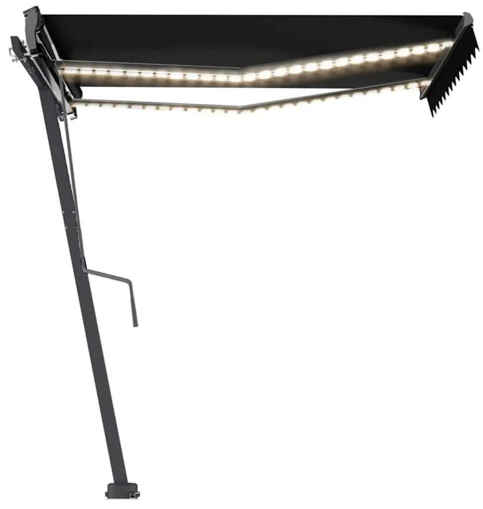 Toldo retrátil manual com LED 300x250 cm antracite