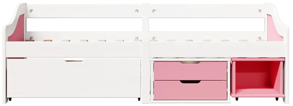 Sofá-cama com 3 gavetas sem colchão 90x200 cm IRUN branco&rosa