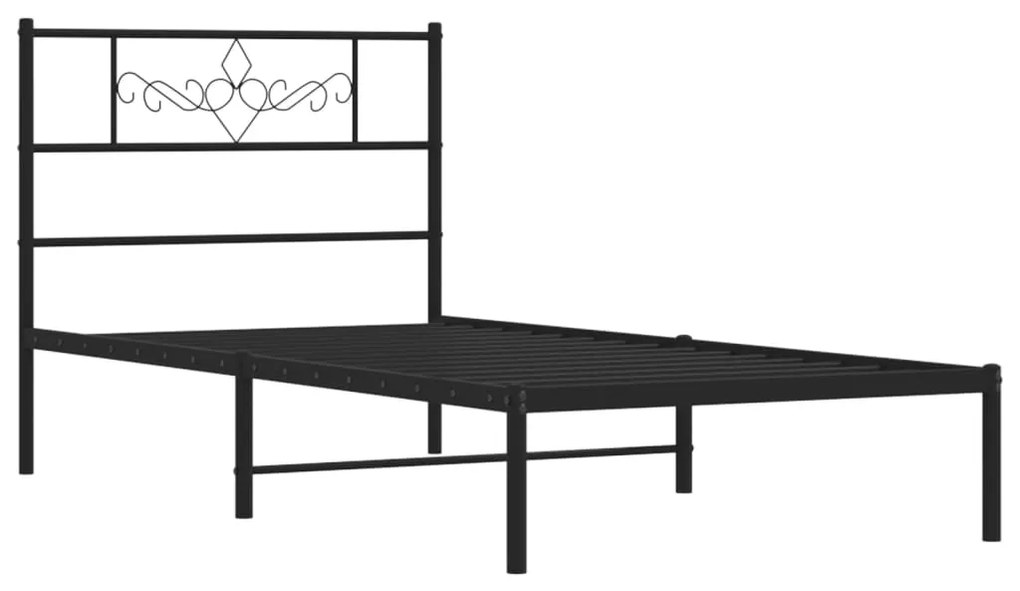 Estrutura de cama com cabeceira 90x200 cm metal preto