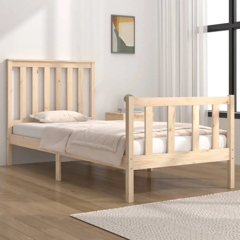 vidaXL Estrutura de cama pequena solteiro 75x190 cm pinho maciço