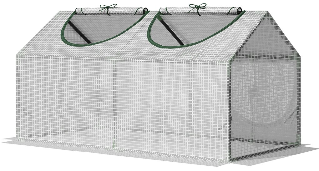 Outsunny Estufa Jardim 120x60x60cm 2 Janelas Enroláveis Cultivo Plantas Verduras Flores Branco Translúcido Resistente | Aosom Portugal