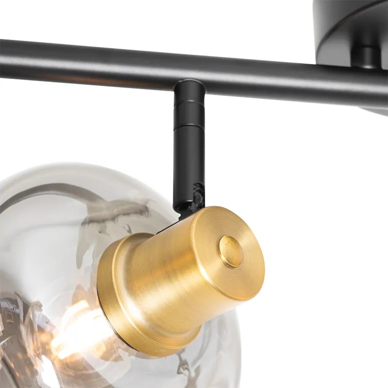 Foco de teto inteligente preto com dourado e vidro fumê 4 luzes incl. 4 Wifi P45 - Zuzanna