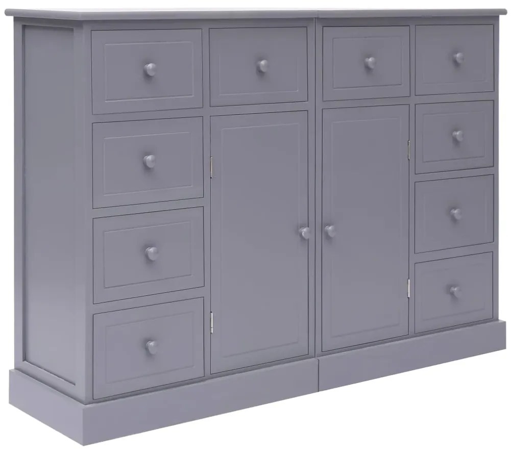 Aparador com 10 gavetas 113x30x79 cm madeira cinzento