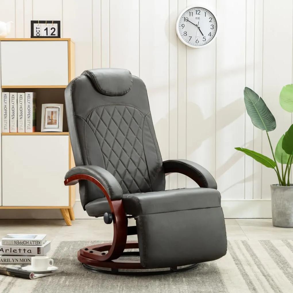 248714 vidaXL Cadeira de TV reclinável em couro artificial cinzento