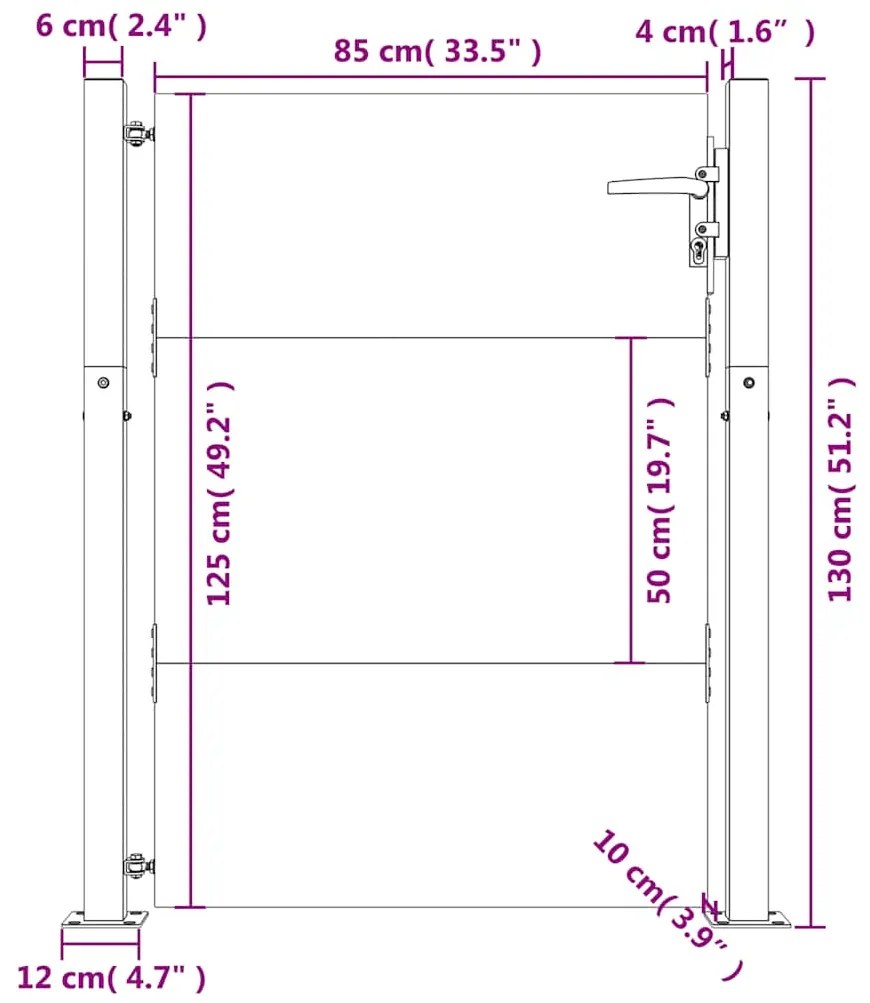 Portão de jardim 105x130 cm aço corten