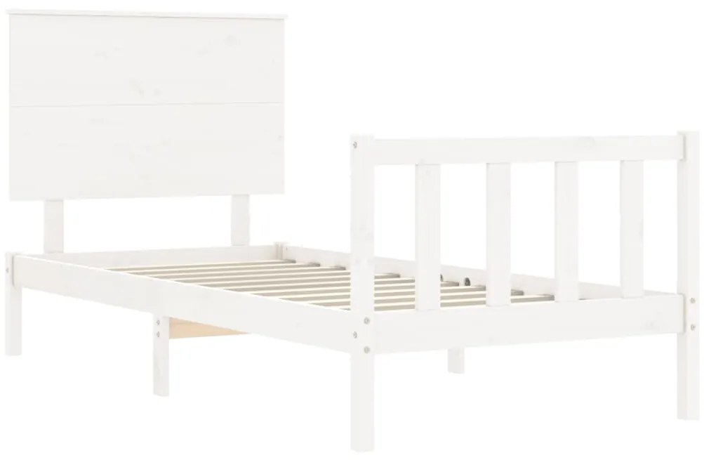 Cama sem colchão 90x200 cm madeira de pinho maciça branco