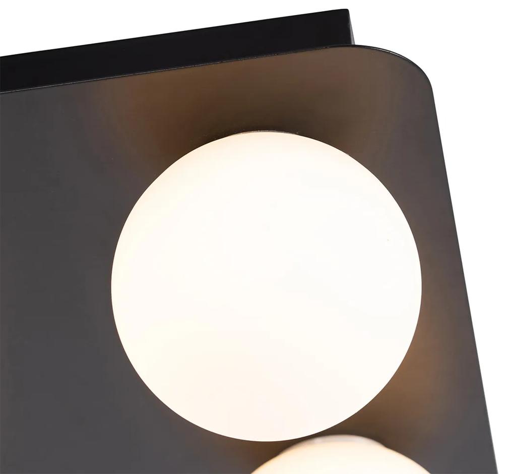 Moderna luminária de teto para banheiro quadrado preto 4-luz - Cederic Moderno